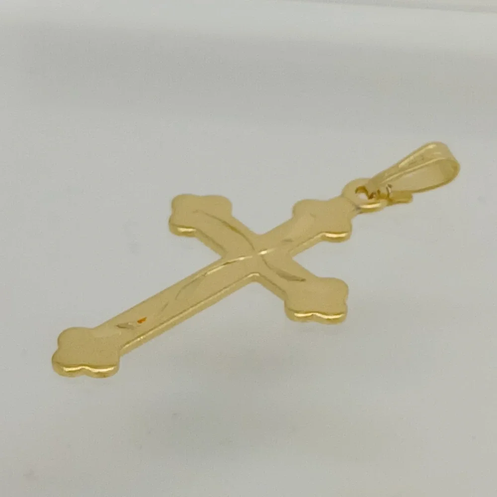 Karatbond Vintage Gold Y2K Diamond Cut Cross Necklace Pendant Made USA NOS New